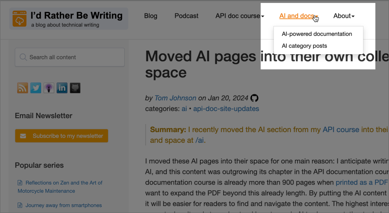 AI section for content