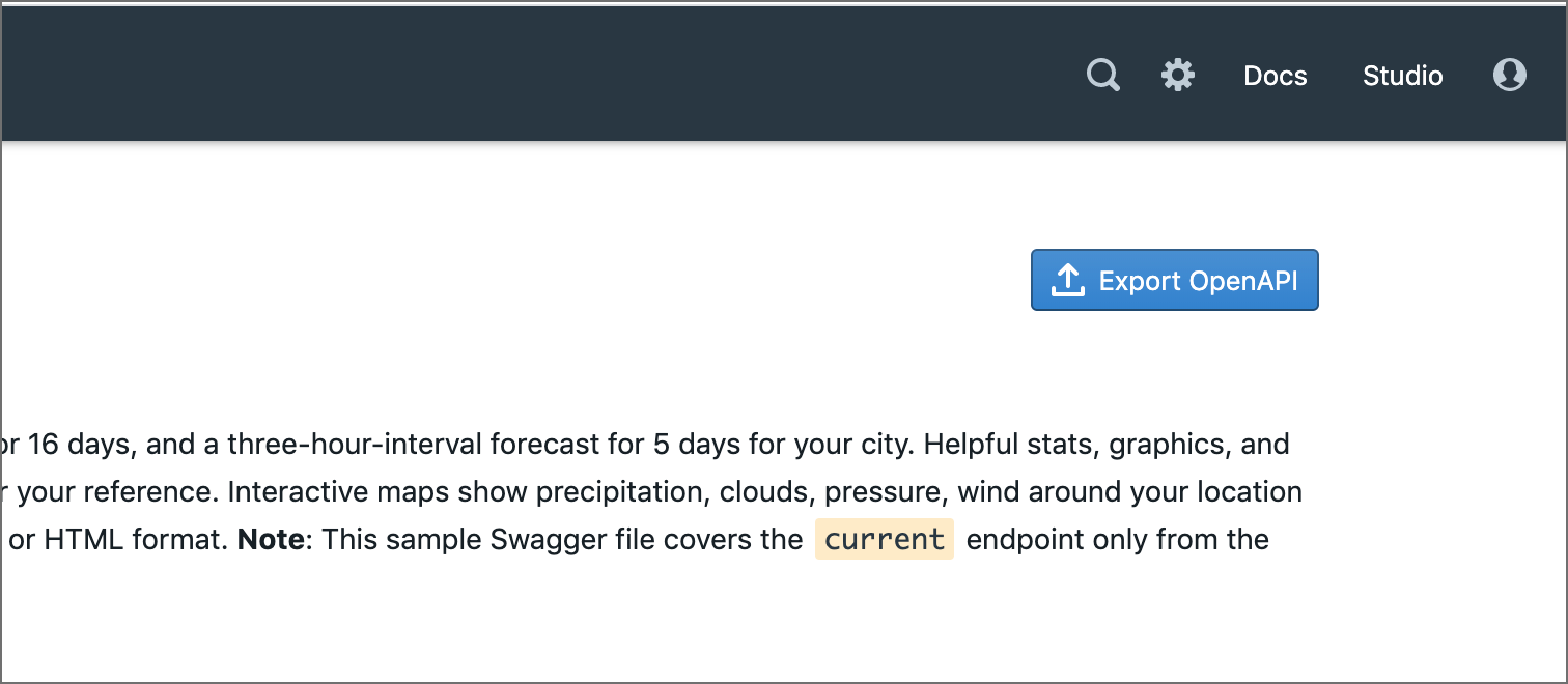 Exporting an OpenAPI URL